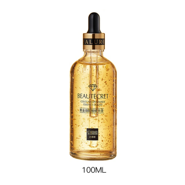 24k Gold Hyaluronic Acid Face Serum Moisturize Shrink Pores Brighten Improve Fine Lines Lifting Firming Amide Face Essence Skin